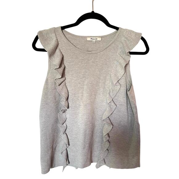 Madewell Sleeveless Ruffle Sweater Tank Grey SZ M - Picture 2 of 6
